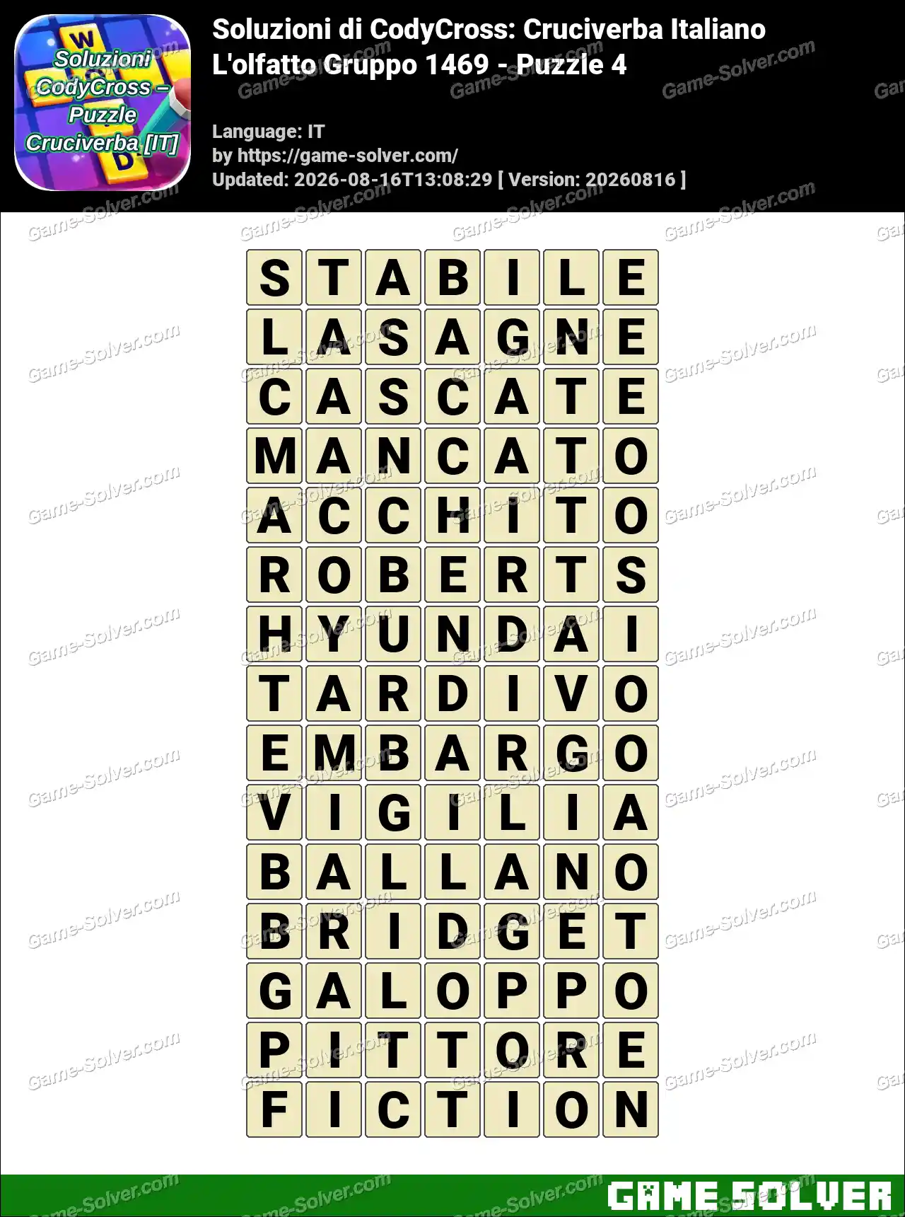 Soluzioni di CodyCross: Cruciverba Italiano L’olfatto Gruppo 1469 – Puzzle 4